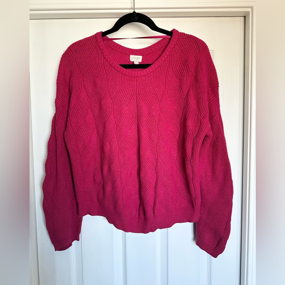 Women's Pink Cable Knit Sweater